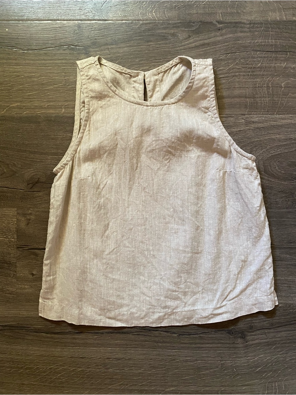 notPERFECTLINEN BAY-2 Beige Sleeveless Linen Tank S/M